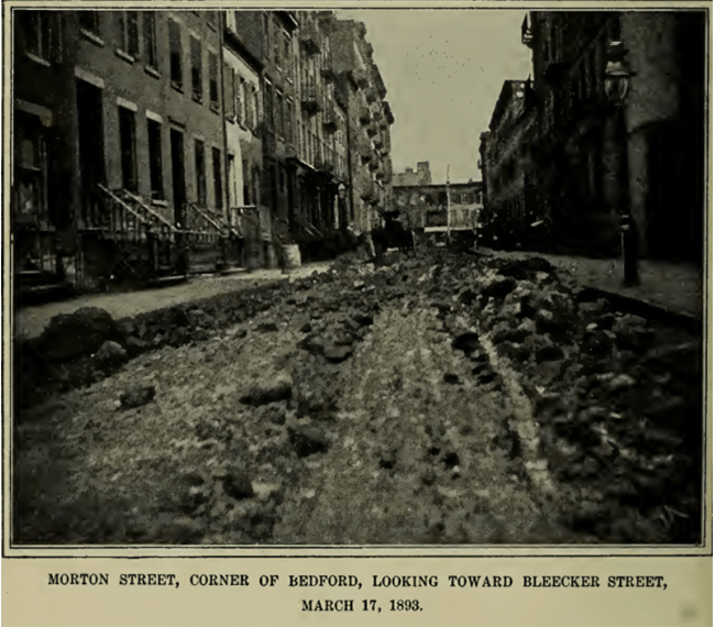 horse dung piled across the street